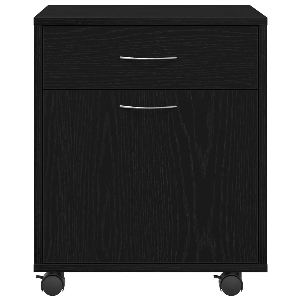 vidaXL Κιβώτιο με Ρόδες Μαύρη Δρυ 45x38x54 εκ. Επεξεργασμένο Ξύλο