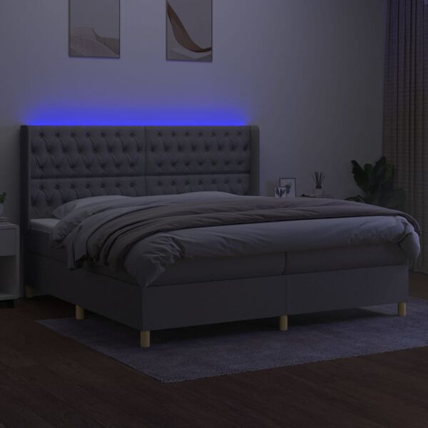 vidaXL &Kappa;&rho;&epsilon;&beta;ά&tau;&iota; Boxspring &mu;&epsilon; &Sigma;&tau;&rho;ώ&mu;&alpha; & LED &Alpha;&nu;.&Gamma;&kappa;&rho;&iota; 200x200&epsilon;&kappa;. &Upsilon;&phi;&alpha;&sigma;&mu;ά&tau;&iota;&nu;&omicron;
