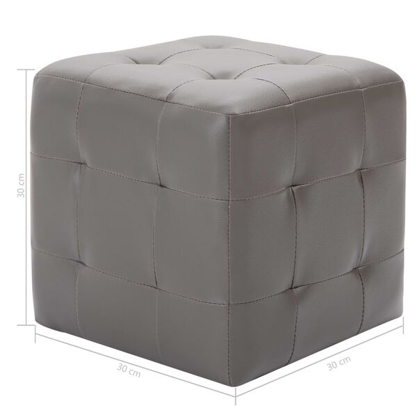 vidaXL Κομοδίνα 2 τεμ. Γκρι 30 x 30 x 30 εκ. από Συνθετικό Δέρμα
