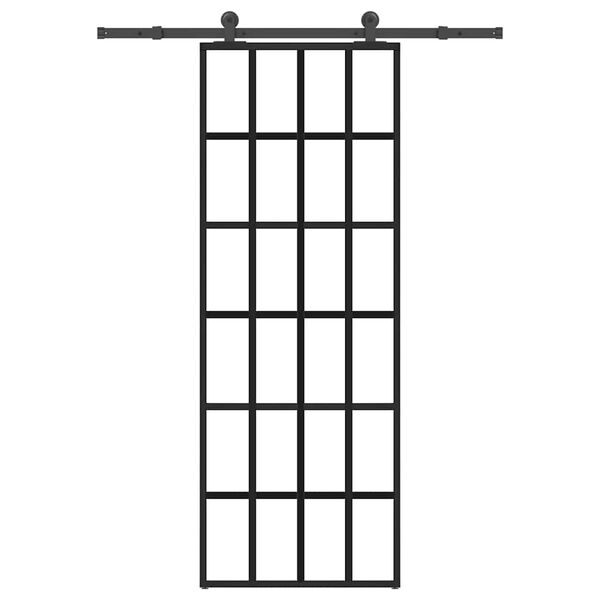 vidaXL Συρόμενη Πόρτα με Μηχανισμό 76x205 εκ. Γυαλί ESG & Αλουμίνιο