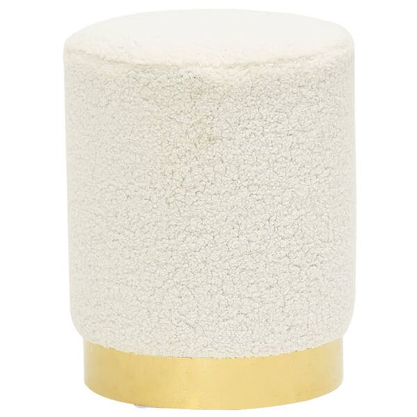 vidaXL Στρογγυλό Σκαμπό Hocker Λευκό Μάλλινο 28 x 36 cm