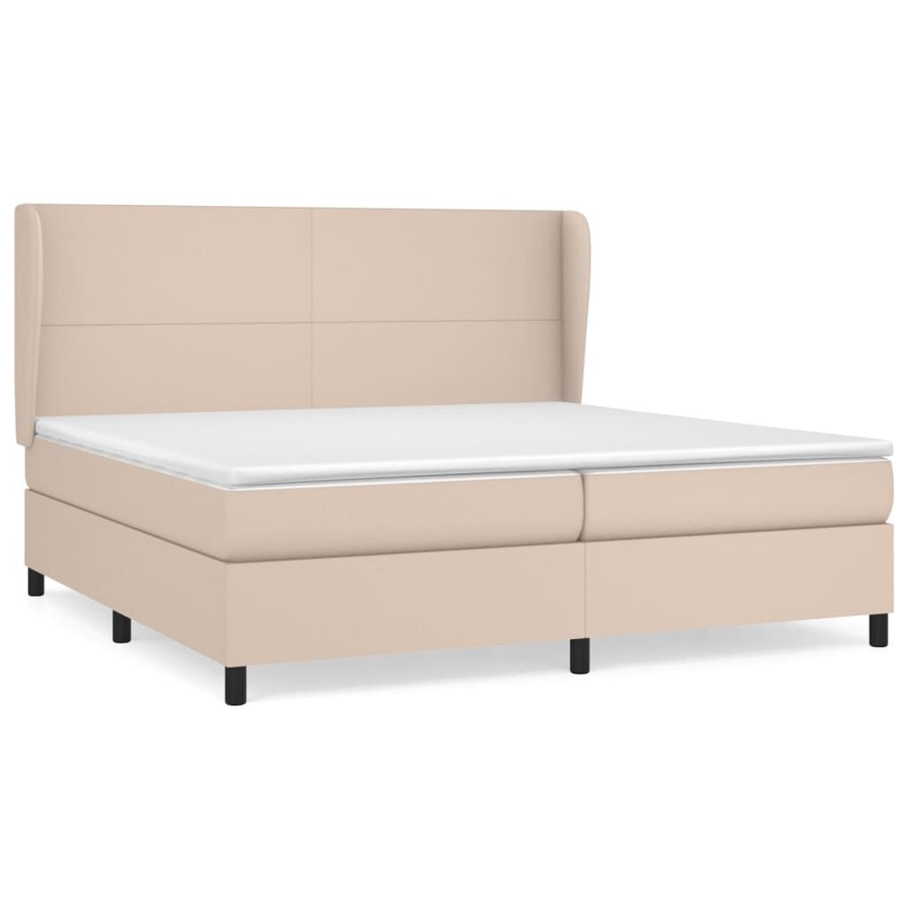 vidaXL Κρεβάτι Boxspring με Στρώμα Καπουτσίνο 200x200εκ.από Συνθ.Δέρμα