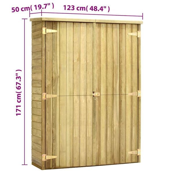 vidaXL Αποθήκη Εργαλείων Κήπου 123x50x171 εκ. Εμποτισμένο Ξύλο Πεύκου