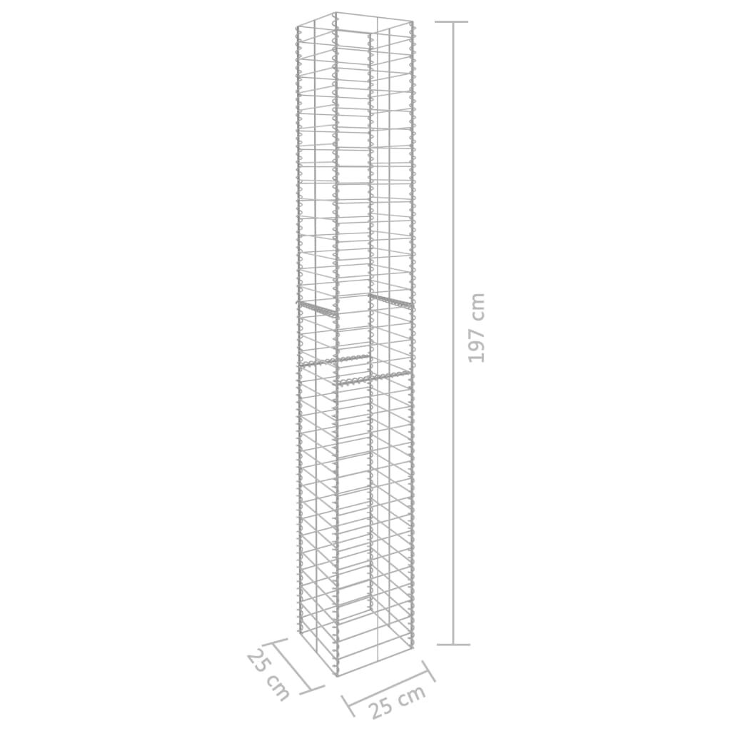 vidaXL Συρματοκιβώτια Σετ 3 τεμ. 25 x 25 x 197 εκ. Γαλβανισμένο Ατσάλι