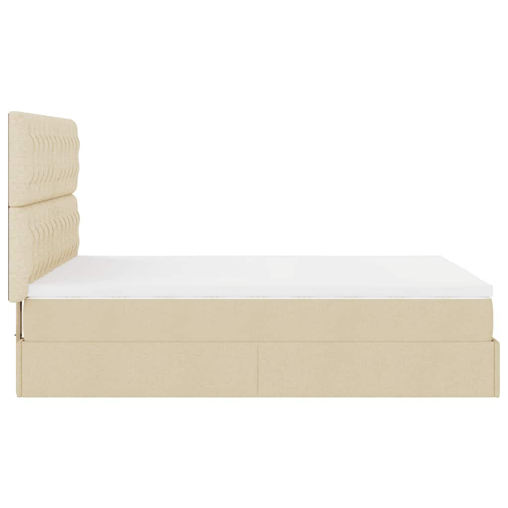 vidaXL Οθωμανικό κρεβάτι με στρώμα Cream 140x190cm ύφασμα