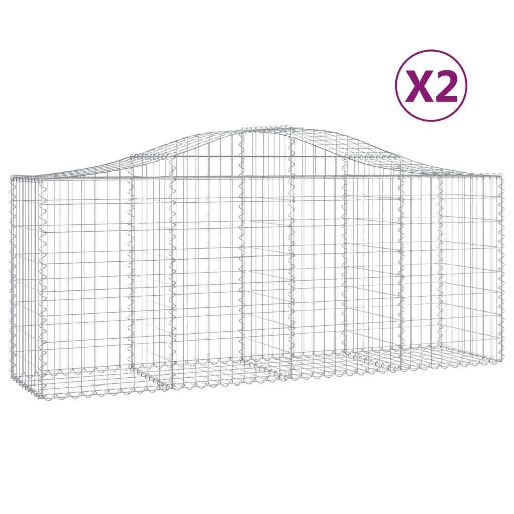 vidaXL Συρματοκιβώτια Τοξωτά 2 τεμ. 200x50x80/100 εκ. Γαλβαν. Ατσάλι