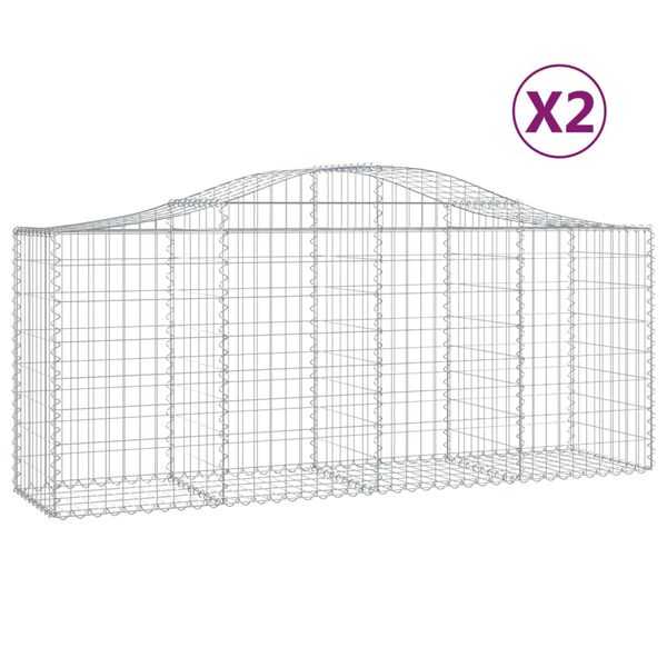 vidaXL Συρματοκιβώτια Τοξωτά 2 τεμ. 200x50x80/100 εκ. Γαλβαν. Ατσάλι