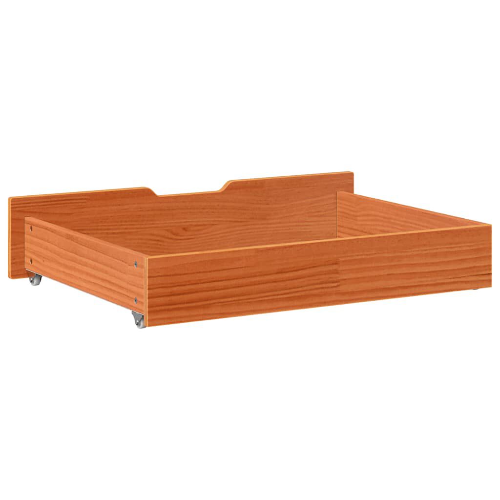 vidaXL Συρτάρια Κρεβατιού 2 τεμ 85x55x17 εκ. Καφέ Κεριού Μασίφ Πεύκο
