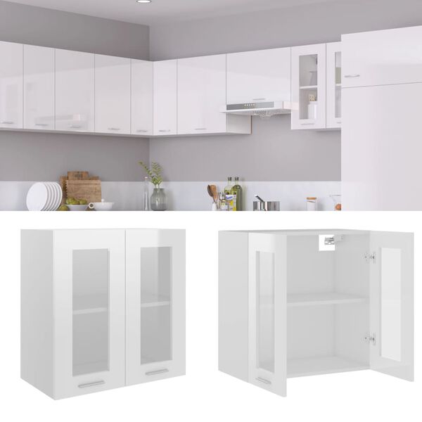 vidaXL Ντουλάπι Κρεμαστό με Τζάμι Lyon Γυαλ. Λευκό 60x31x60εκ.