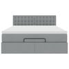 vidaXL Οθωμανικό κρεβάτι με στρώμα&LEDs Ανοιχτό γκρι 140x190cm Ύφασμα