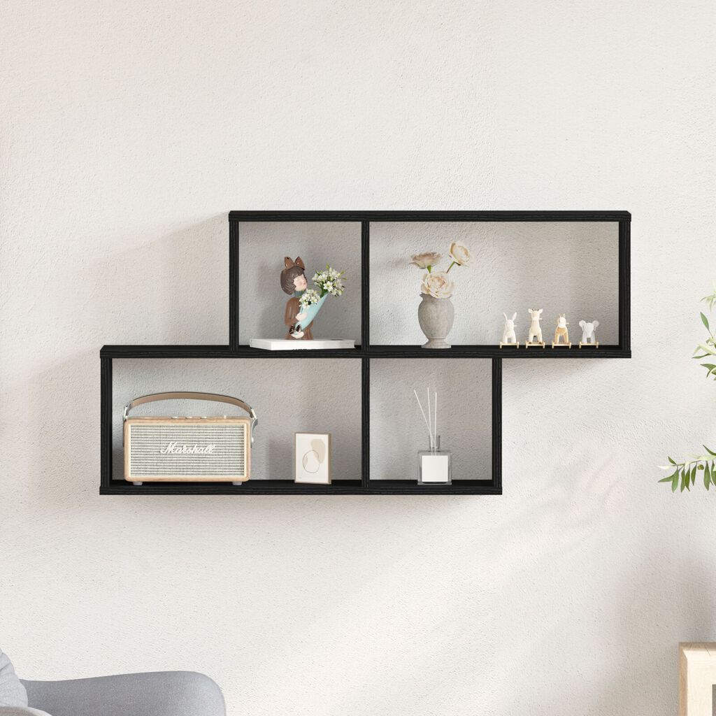 vidaXL Μαύρος Καρυδιάς Τοίχου Ντουλάπα 76x15x53 εκ. Κατασκευασμένο από Επεξεργασμένο Ξύλο