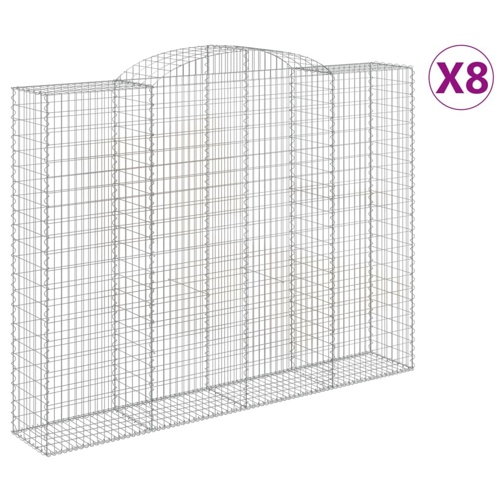 vidaXL Συρματοκιβώτια Τοξωτά 8 τεμ. 300x50x220/240 εκ. Γαλβαν. Σίδερο