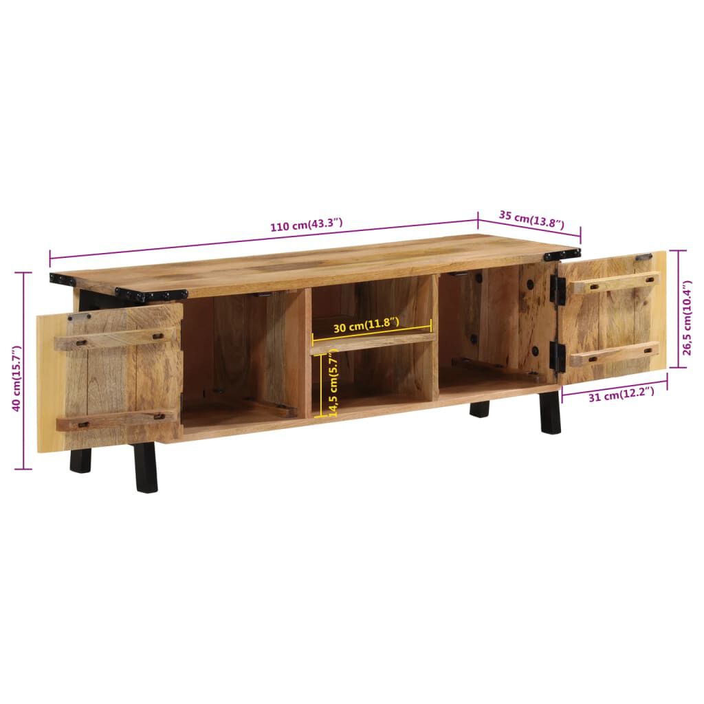 vidaXL Έπιπλο Τηλεόρασης 110 x 35 x 40 εκ. από Μασίφ Ξύλο Μάνγκο