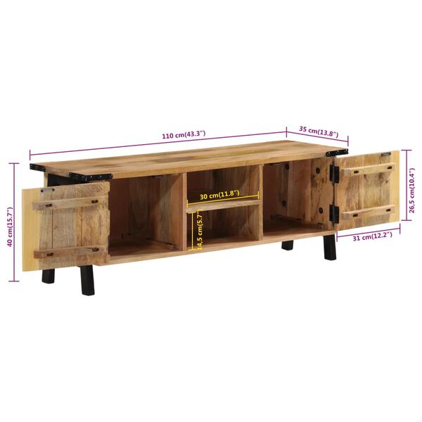 vidaXL Έπιπλο Τηλεόρασης 110 x 35 x 40 εκ. από Μασίφ Ξύλο Μάνγκο