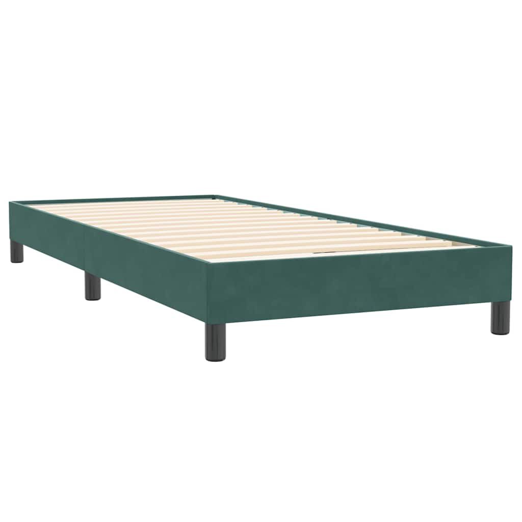 vidaXL Box Spring κρεβάτι με στρώμα σκούρο πράσινο 80x220εκ. Βελούδινο