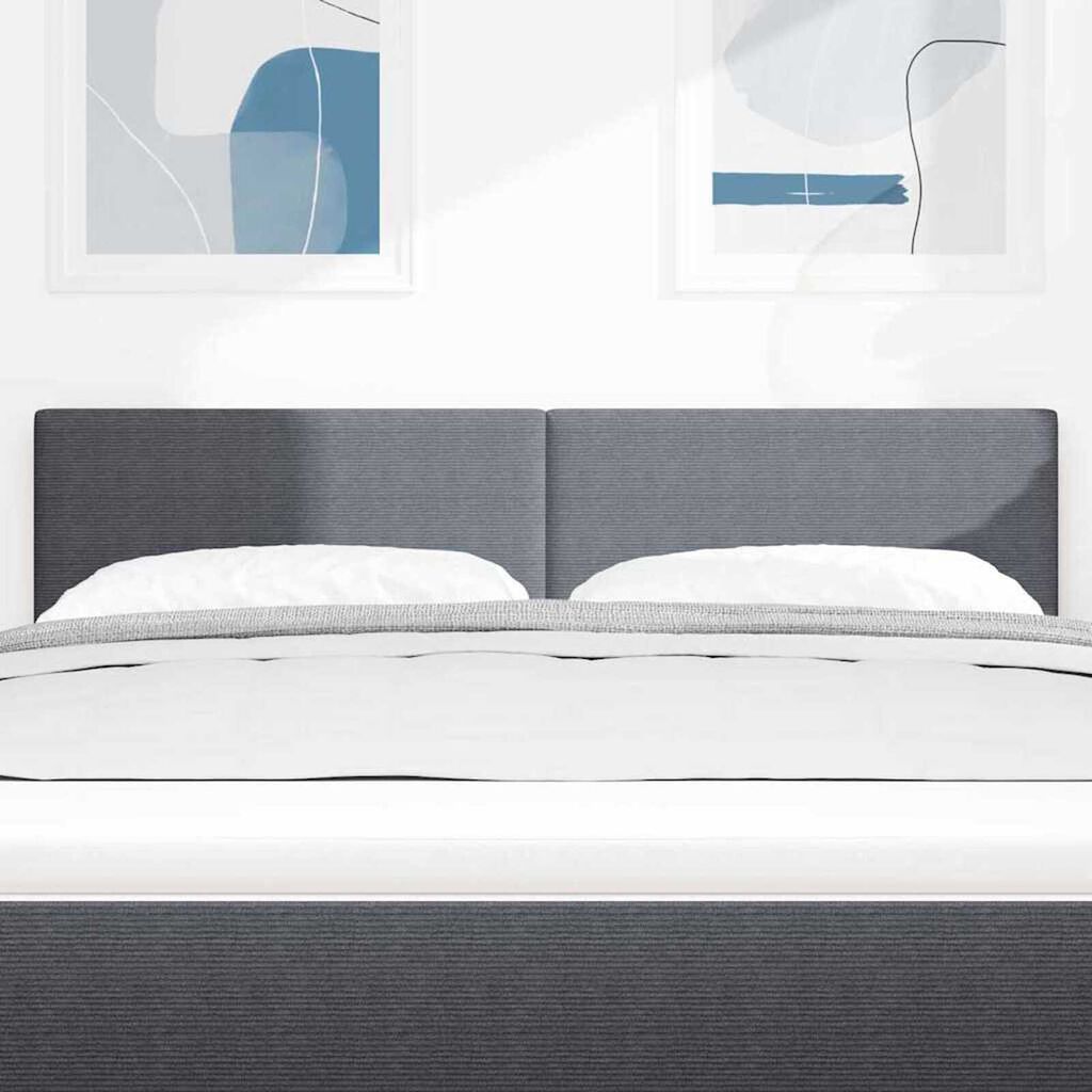 vidaXL LED κεφαλάρι με φώτα λωρίδας LED Σκούρο γκρι 144 cm ύφασμα