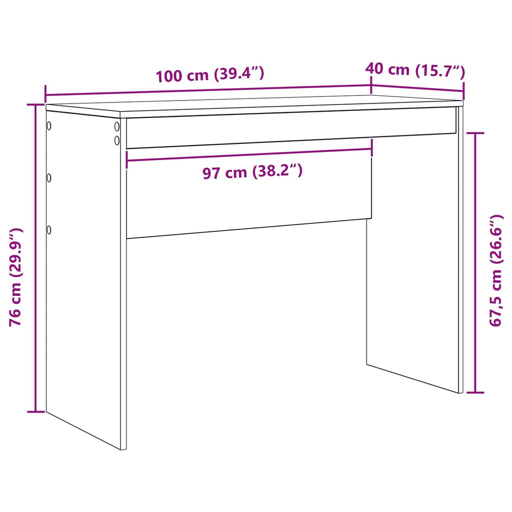 vidaXL Γραφείο Γραφής Artisan Oak Επεξεργασμένο ξύλο 100 x 40 x 76 εκ.