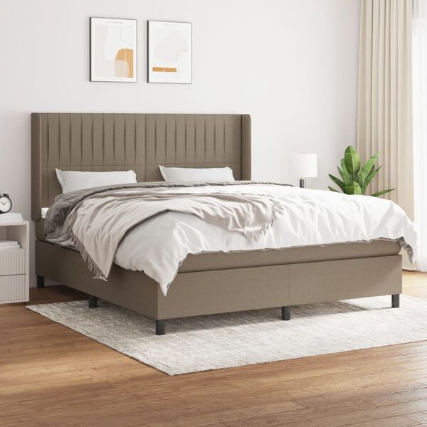 vidaXL &Kappa;&rho;&epsilon;&beta;ά&tau;&iota; Boxspring &mu;&epsilon; &Sigma;&tau;&rho;ώ&mu;&alpha; Taupe 180x200 &epsilon;&kappa;. &Upsilon;&phi;&alpha;&sigma;&mu;ά&tau;&iota;&nu;&omicron;