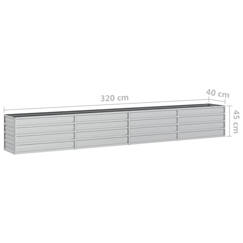 vidaXL Ζαρντινιέρα Υπερυψωμένη Ασημί 320x40x45 εκ. Γαλβανισμ. Χάλυβας