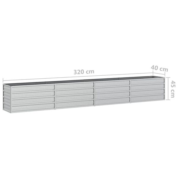 vidaXL Ζαρντινιέρα Υπερυψωμένη Ασημί 320x40x45 εκ. Γαλβανισμ. Χάλυβας