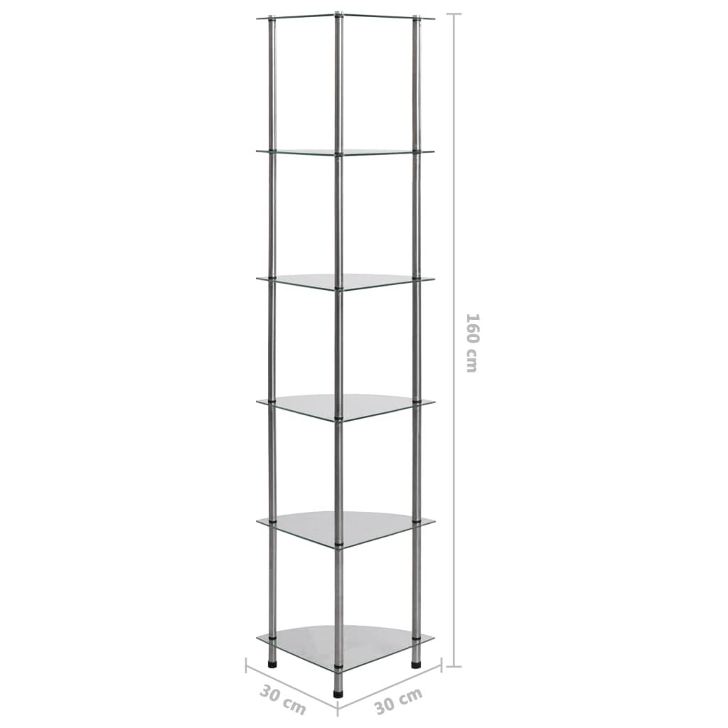 vidaXL Ραφιέρα 6 Επιπέδων Διαφανής 30 x 30 x 160 εκ. από Ψημένο Γυαλί