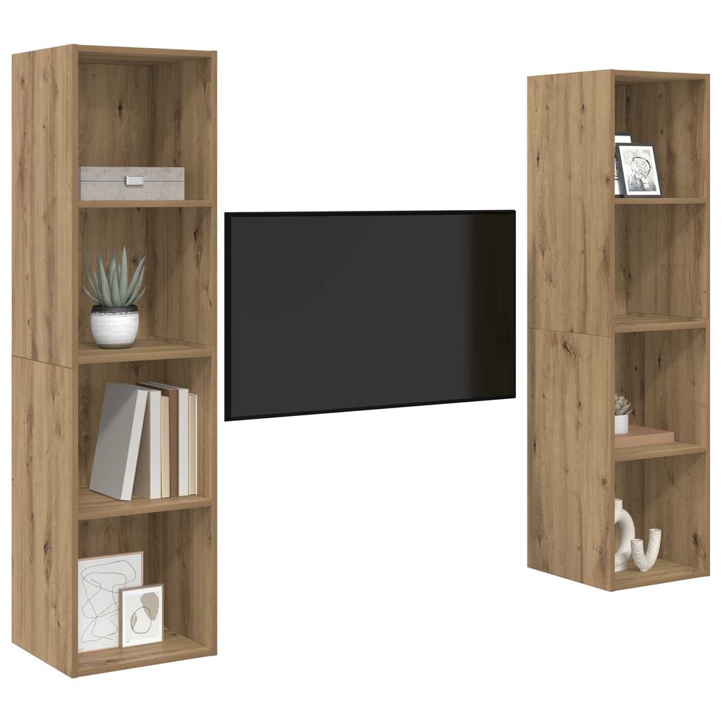vidaXL Ντουλάπι TV 2 pcs Καφέ 37 x 37 x 142.5 εκ Επεξεργασμένο ξύλο