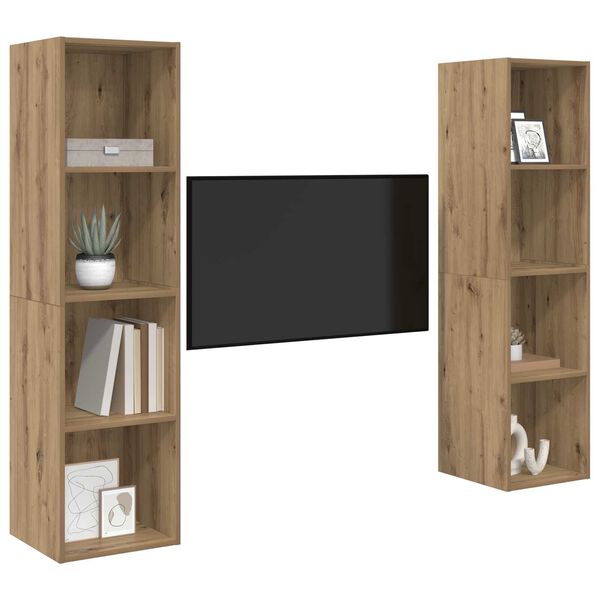 vidaXL Ντουλάπι TV 2 pcs Καφέ 37 x 37 x 142.5 εκ Επεξεργασμένο ξύλο