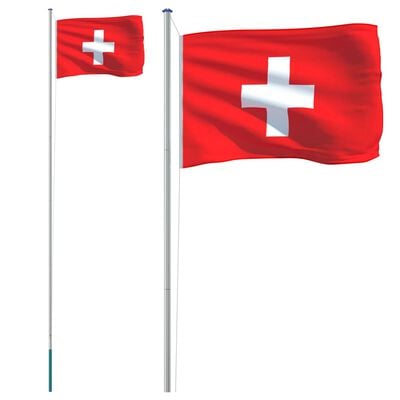 vidaXL Ελβετική Σημαία και Κοντάρι 6,23 μ. από Αλουμίνιο