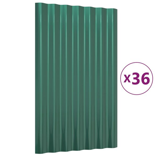 vidaXL Πάνελ Οροφής 36 τεμ. Πράσινα 60x36 εκ. Ατσάλινα με Ηλεκτρ. Βαφή