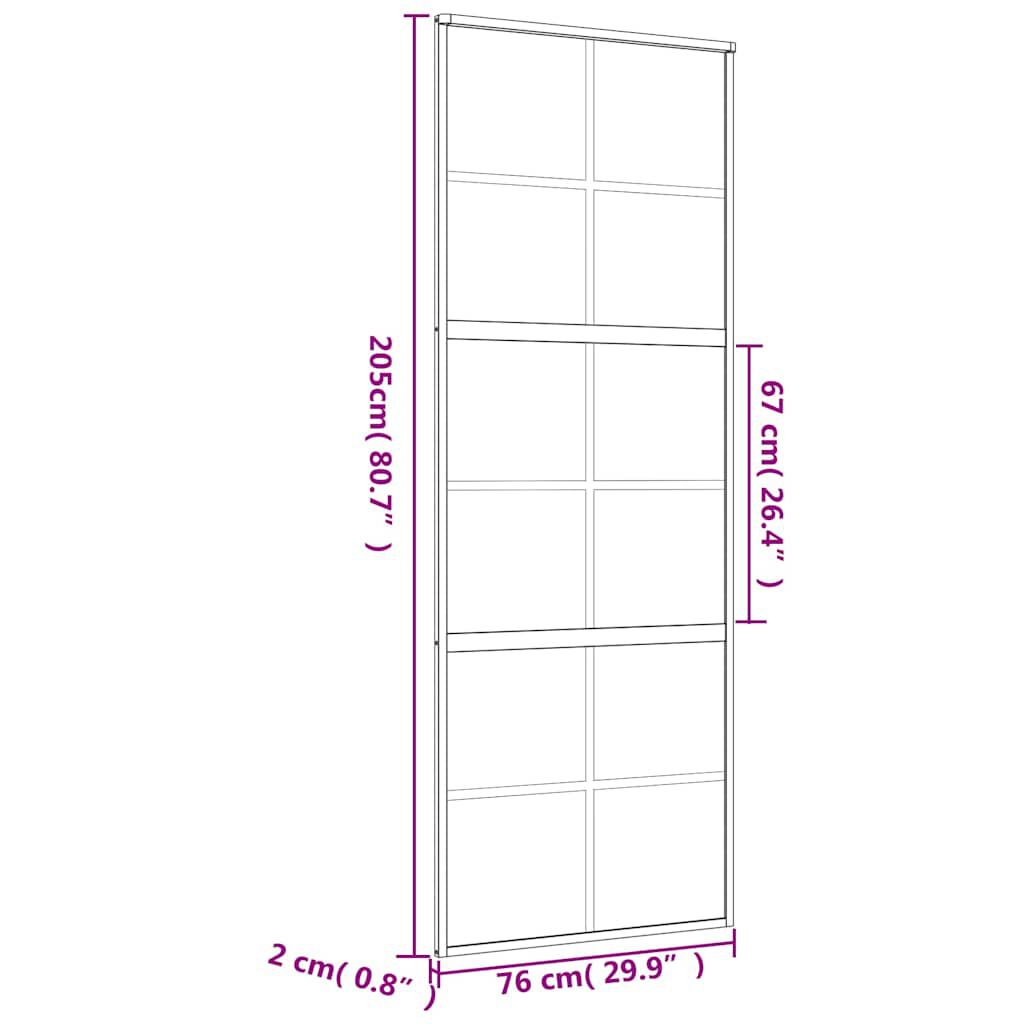 vidaXL Συρόμενη Πόρτα Χρυσή 76 x 205 εκ. από Γυαλί ESG και Αλουμίνιο
