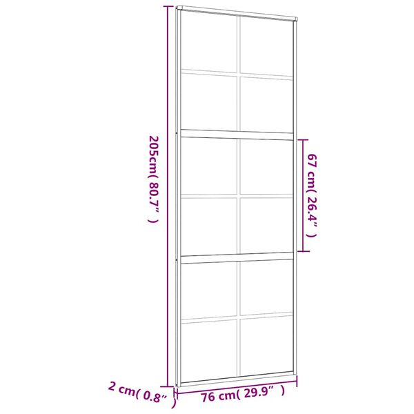 vidaXL Συρόμενη Πόρτα Χρυσή 76 x 205 εκ. από Γυαλί ESG και Αλουμίνιο