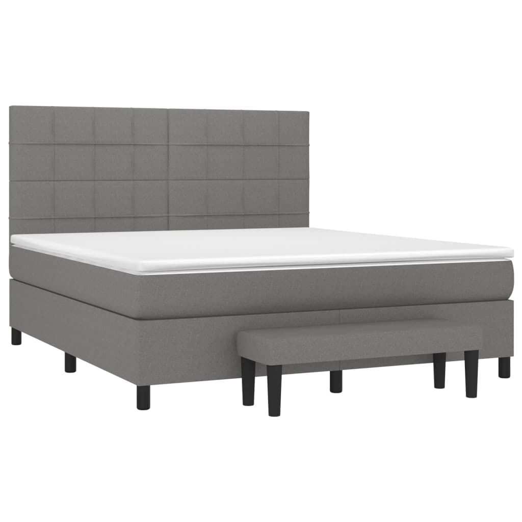 vidaXL Κρεβάτι Boxspring με Στρώμα Σκούρο Γκρι 180x200 εκ Υφασμάτιν