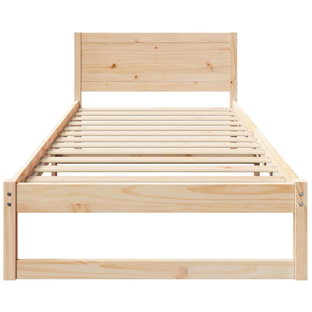 vidaXL Σκελετός Κρεβατιού Καφέ 75 x 190 cm Μασίφ ξύλο πεύκου