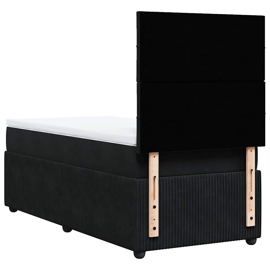 vidaXL Κρεβάτι Boxspring με Στρώμα Μαύρο 90x200 εκ. Βελούδινο