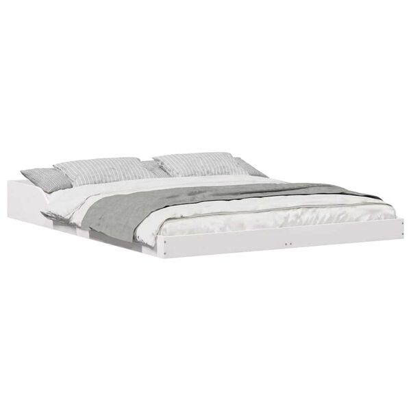 vidaXL Σκελετός Κρεβατιού Λευκό 140 x 210 cm Μασίφ ξύλο πεύκου