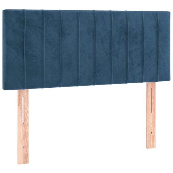 vidaXL Κρεβάτι Boxspring με Στρώμα & LED Σκ. Μπλε 80x200 εκ. Βελούδινο