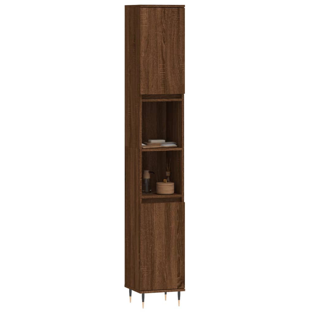 vidaXL Ντουλάπι Μπάνιου Καφέ Δρυς 30x30x190 εκ. Επεξεργασμένο Ξύλο