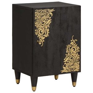 vidaXL Ντουλάπι Μπάνιου Μαύρο 38 x 33 x 58 εκ. Στερεό ξύλο μάνγκο