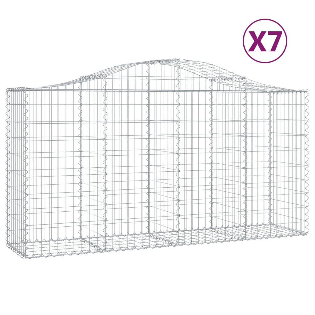 vidaXL Συρματοκιβώτια Τοξωτά 7 τεμ. 200x50x100/120 εκ. Γαλβαν. Ατσάλι