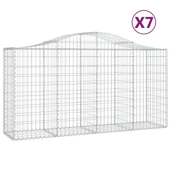 vidaXL Συρματοκιβώτια Τοξωτά 7 τεμ. 200x50x100/120 εκ. Γαλβαν. Ατσάλι