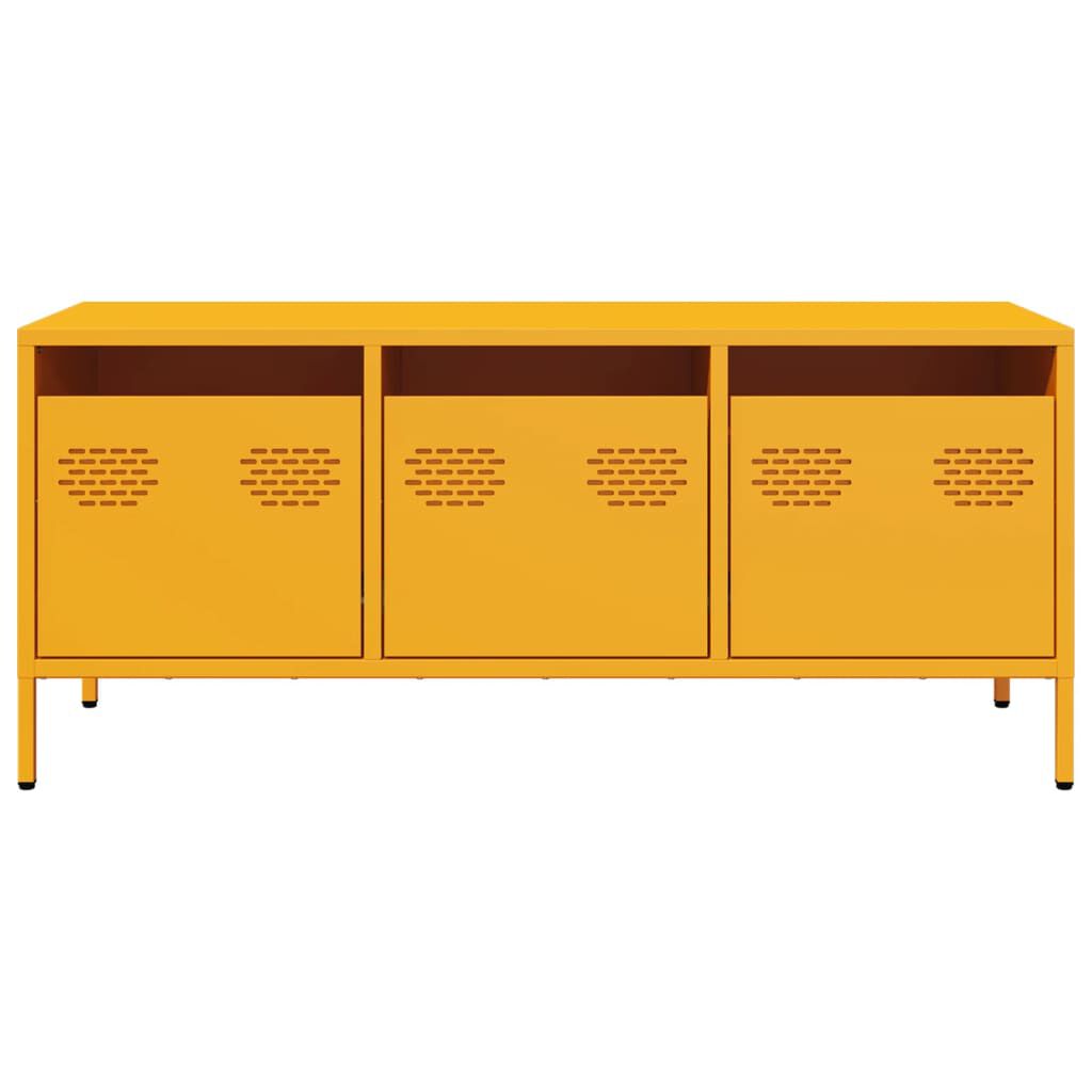 vidaXL Έπιπλο Τηλεόρασης Μουσταρδί 101,5x39x43,5 Ατσάλι Ψυχρής Έλασης