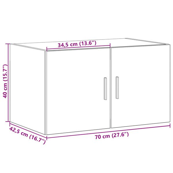 vidaXL Ντουλάπι Τοίχου Καφέ Δρυς 70x42,5x40 εκ. Επεξεργασμένο Ξύλο