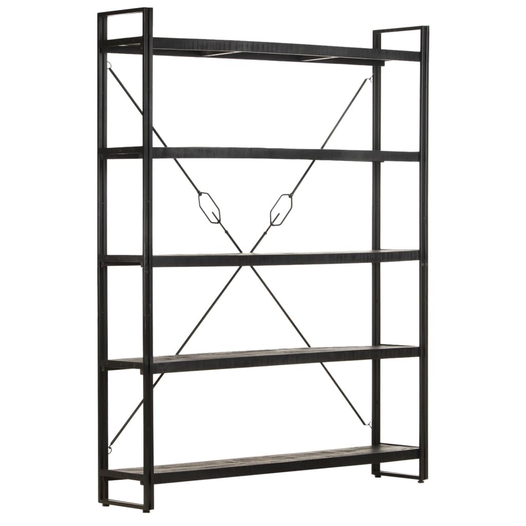 vidaXL Βιβλιοθήκη με 5 Επίπεδα Μαύρη 140x30x180 εκ. Μασίφ Ξύλο Μάνγκο