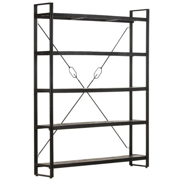 vidaXL Βιβλιοθήκη με 5 Επίπεδα Μαύρη 140x30x180 εκ. Μασίφ Ξύλο Μάνγκο