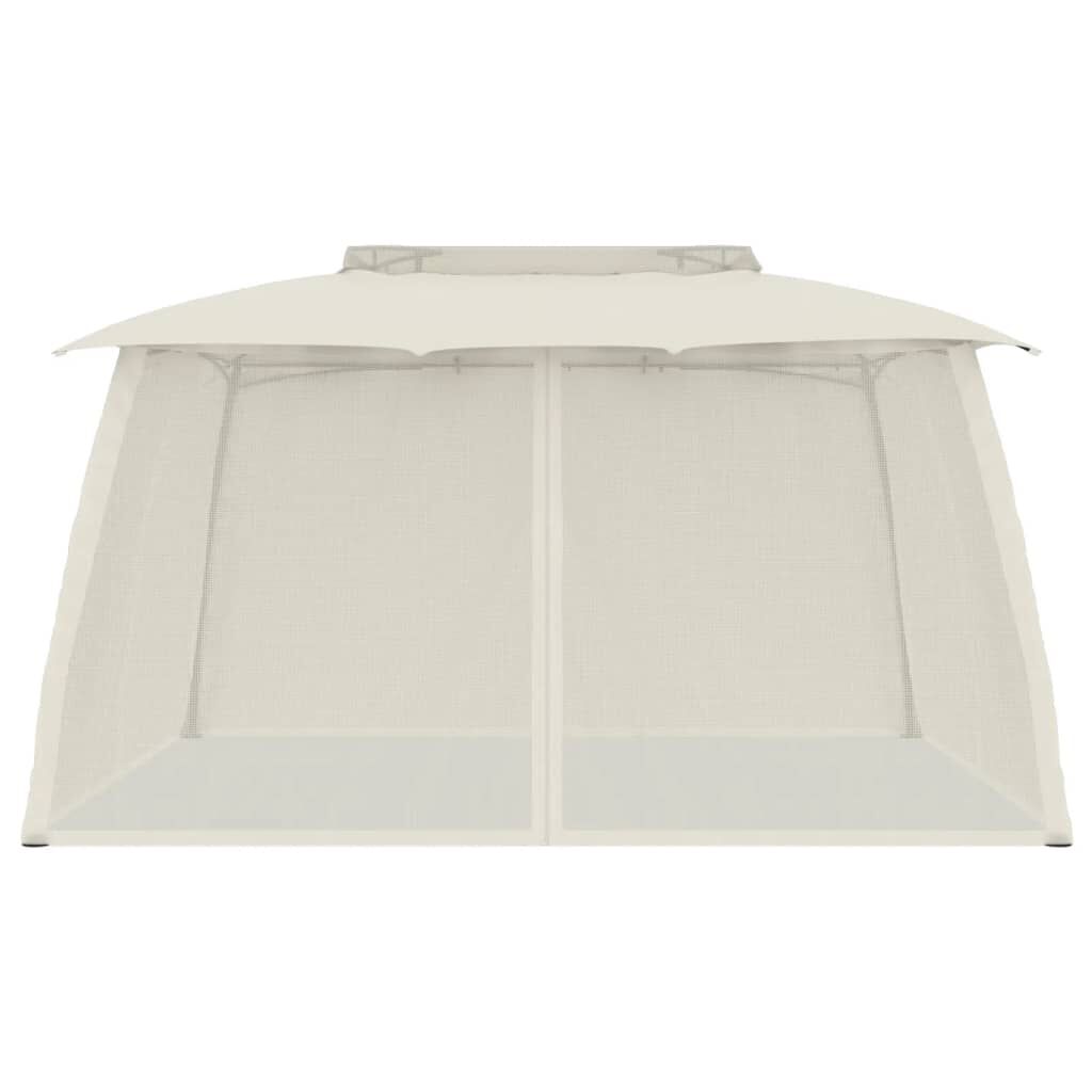 vidaXL Κιόσκι με Διπλούς Τοίχους/Δίχτυ Κρεμ 3,93x2,93 μ. από Ατσάλι