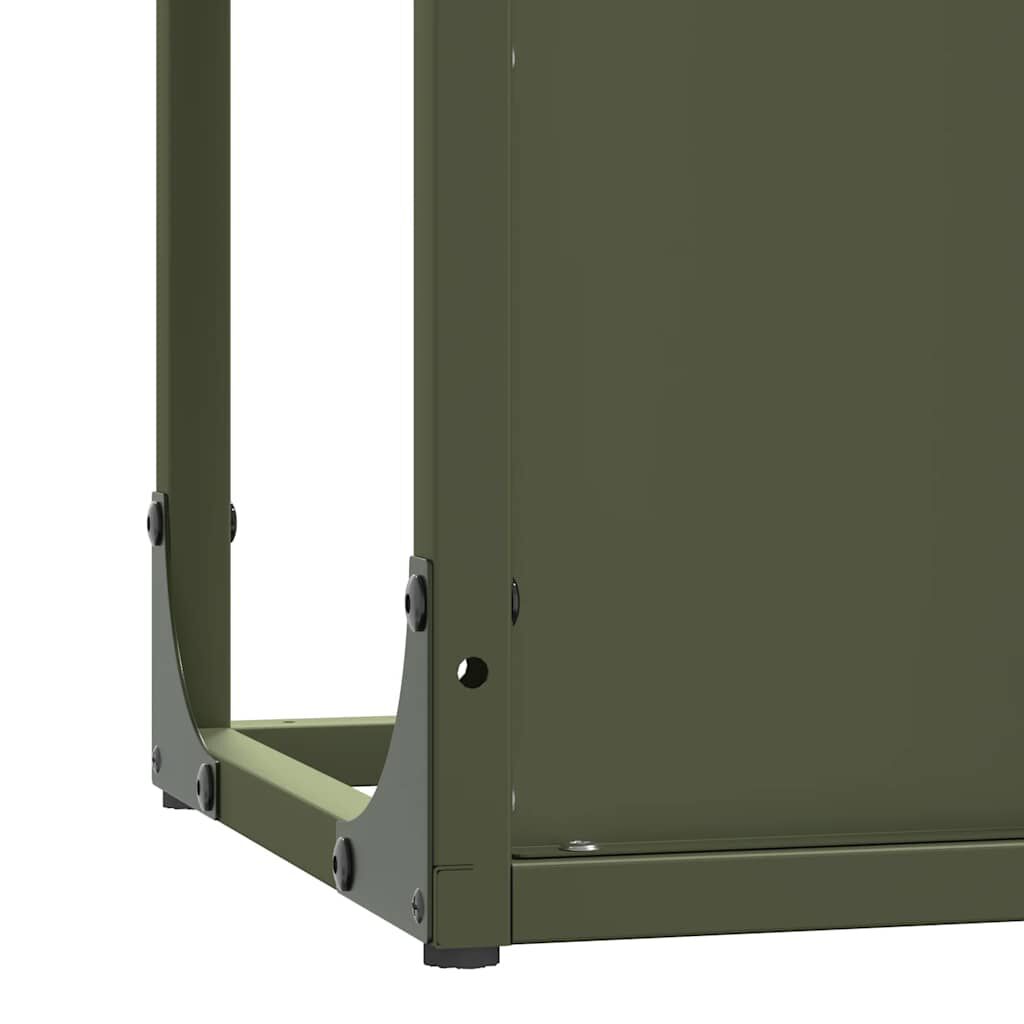 vidaXL Ράφι για καυσόξυλα Ελαιοπράσινο 25x25x60cm Ατσάλι ψυχρής έλασης
