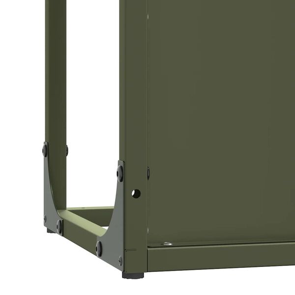 vidaXL Ράφι για καυσόξυλα Ελαιοπράσινο 25x25x60cm Ατσάλι ψυχρής έλασης