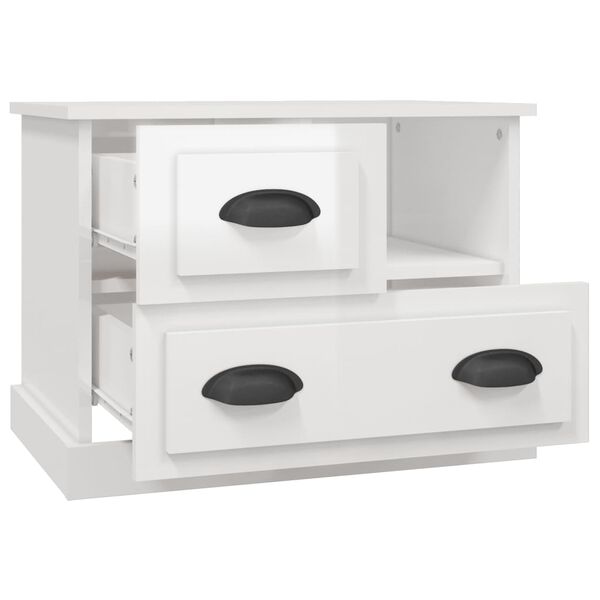 vidaXL Κομοδίνα Γυαλιστερό Λευκό 60x39x45 εκ.