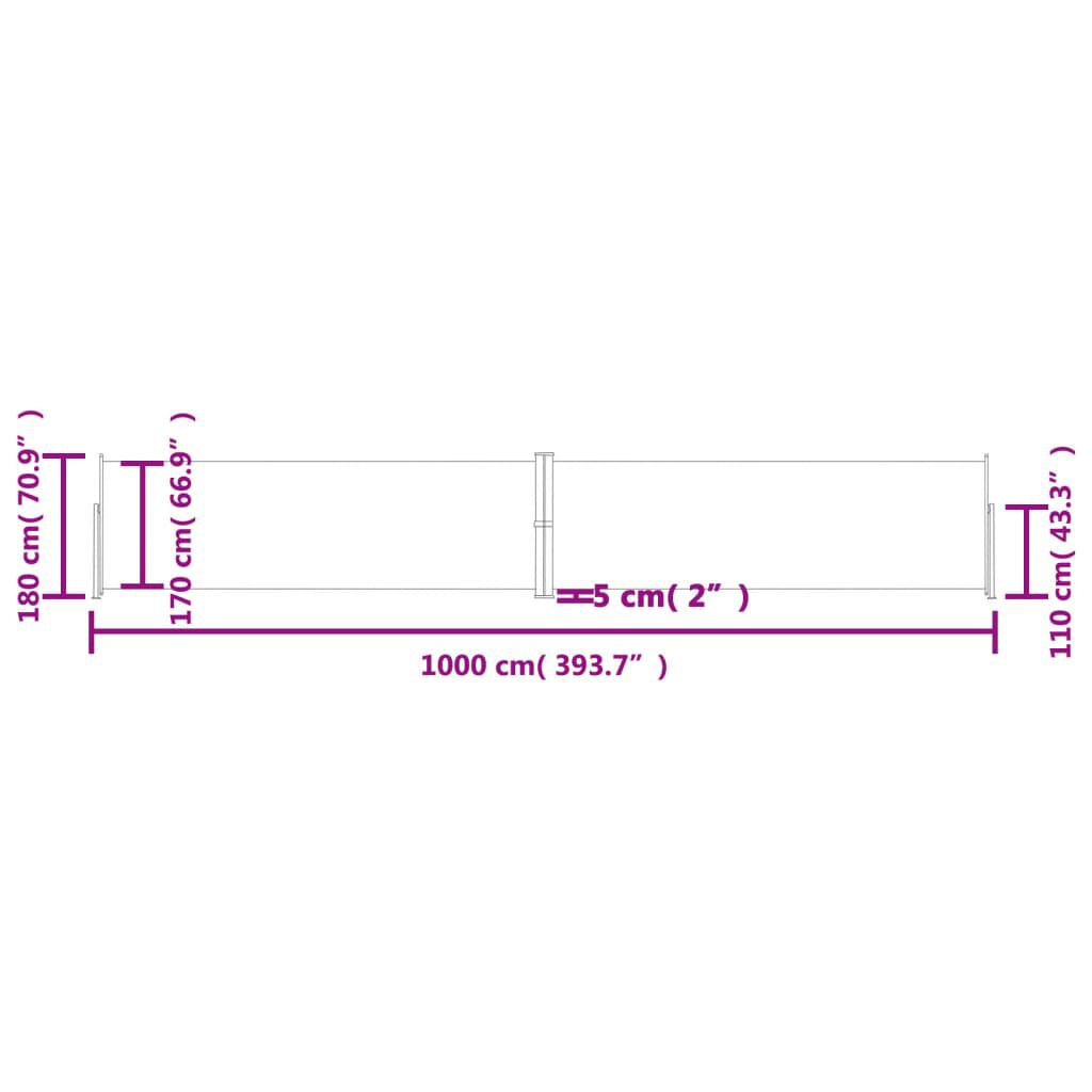 vidaXL Σκίαστρο Πλαϊνό Συρόμενο Ανθρακί 180 x 1000 εκ.