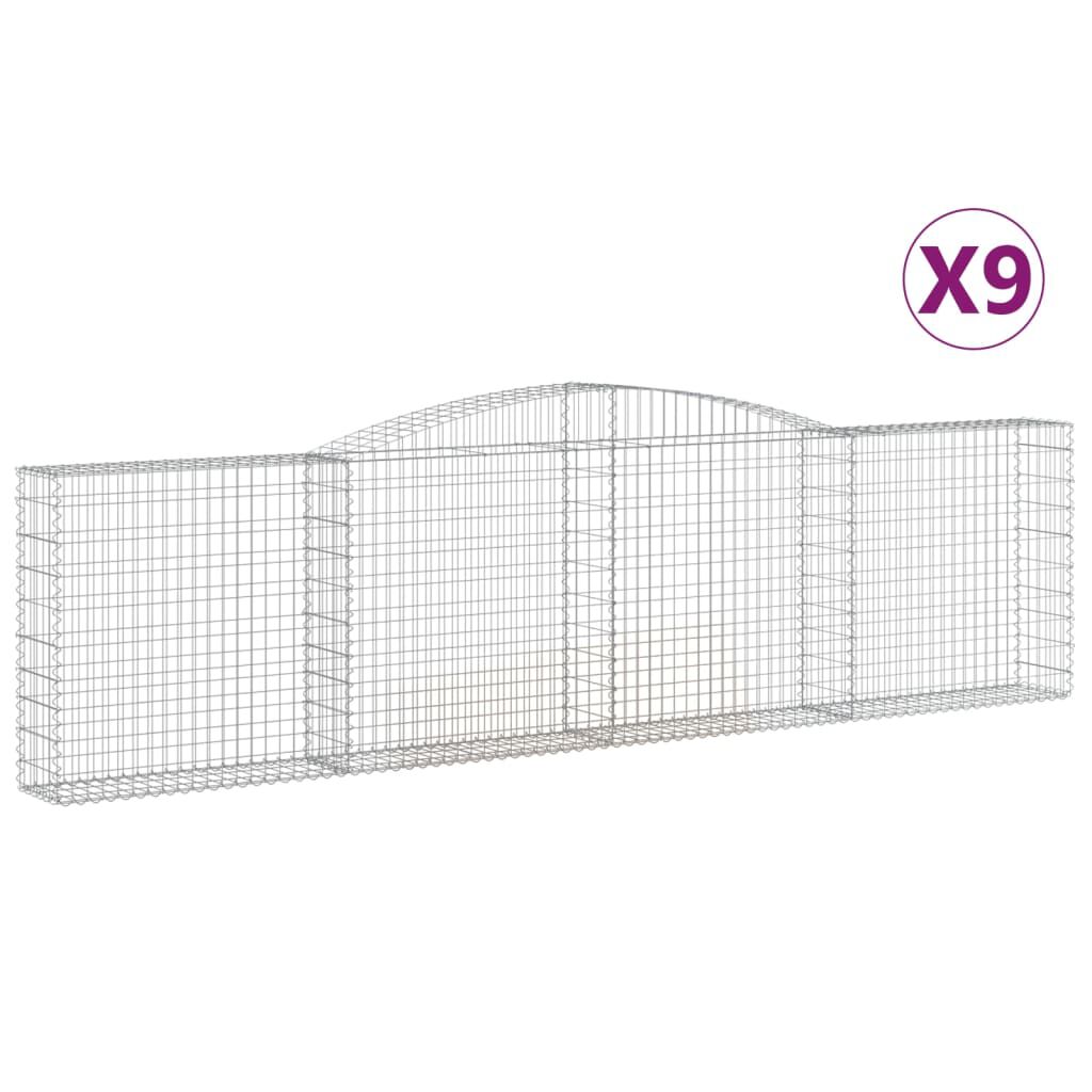 vidaXL Συρματοκιβώτια Τοξωτά 9 τεμ. 400x30x100/120 εκ. Γαλβαν. Ατσάλι